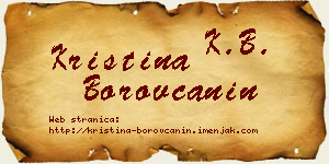Kristina Borovčanin vizit kartica